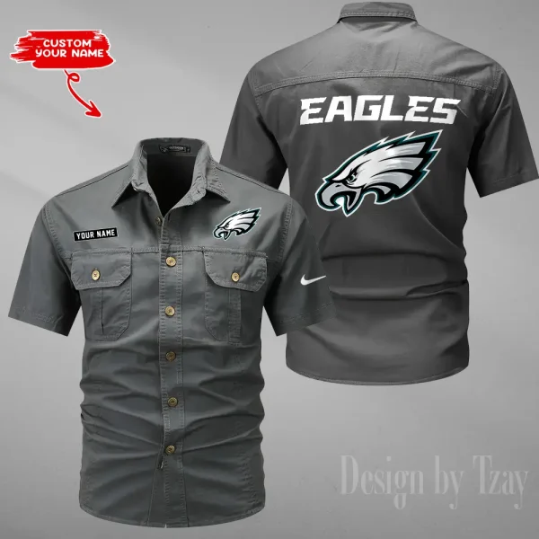 Philadelphia Eagles 2025 Summer Hot Sale Men's Short Sleeve Cotton Shirts Fashion Loose Breathable Tops ANZMSSWS090 - Image 6