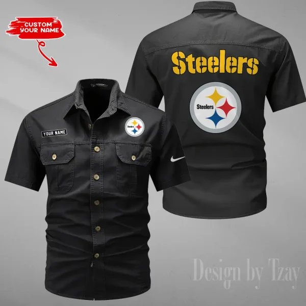 Pittsburgh Steelers 2025 Summer Hot Sale Men's Short Sleeve Cotton Shirts Fashion Loose Breathable Tops ANZMSSWS091
