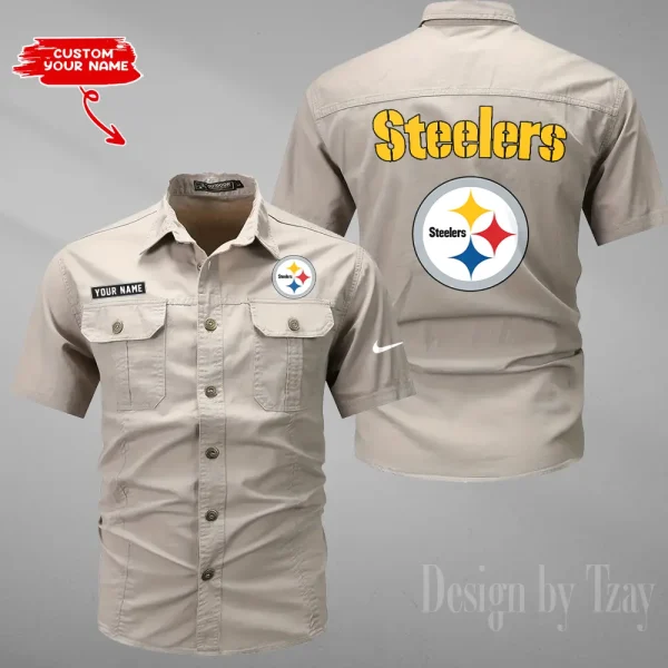 Pittsburgh Steelers 2025 Summer Hot Sale Men's Short Sleeve Cotton Shirts Fashion Loose Breathable Tops ANZMSSWS091 - Image 2