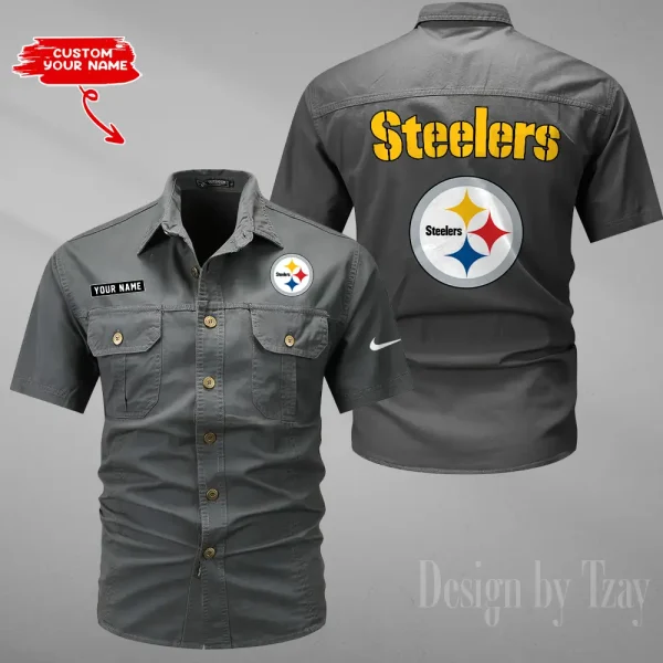 Pittsburgh Steelers 2025 Summer Hot Sale Men's Short Sleeve Cotton Shirts Fashion Loose Breathable Tops ANZMSSWS091 - Image 3