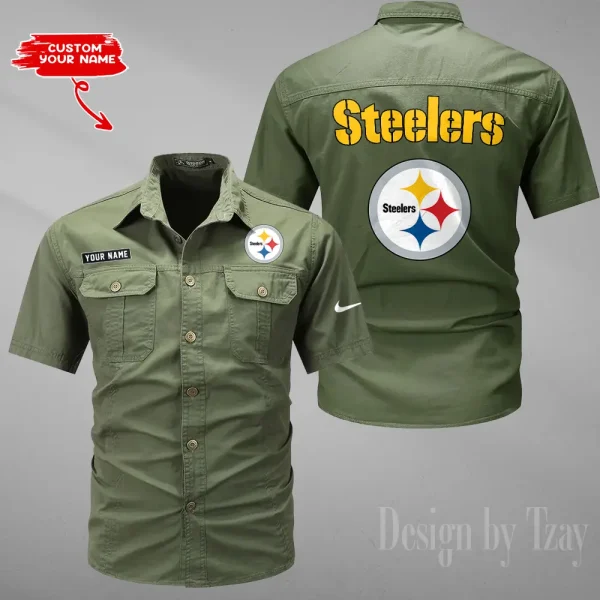 Pittsburgh Steelers 2025 Summer Hot Sale Men's Short Sleeve Cotton Shirts Fashion Loose Breathable Tops ANZMSSWS091 - Image 4