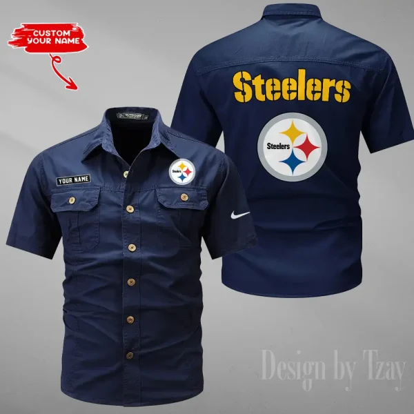 Pittsburgh Steelers 2025 Summer Hot Sale Men's Short Sleeve Cotton Shirts Fashion Loose Breathable Tops ANZMSSWS091 - Image 5