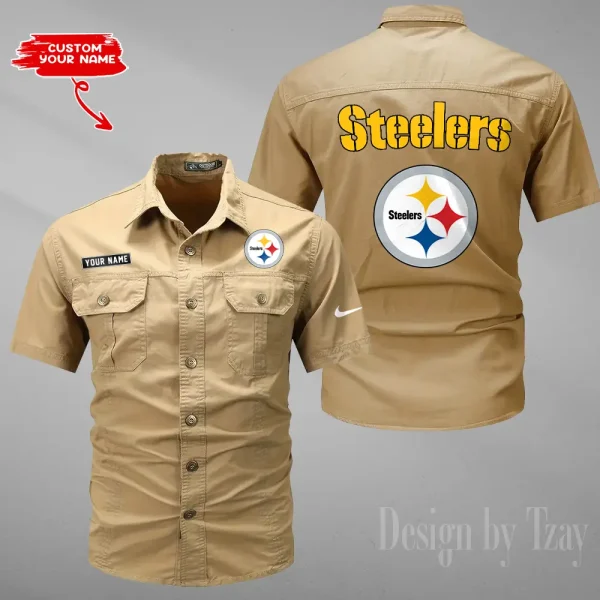 Pittsburgh Steelers 2025 Summer Hot Sale Men's Short Sleeve Cotton Shirts Fashion Loose Breathable Tops ANZMSSWS091 - Image 6