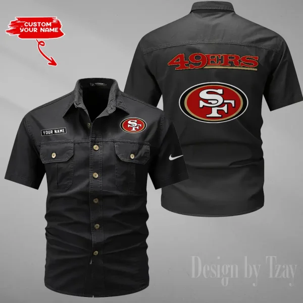 San Francisco 49ers 2025 Summer Hot Sale Men's Short Sleeve Cotton Shirts Fashion Loose Breathable Tops ANZMSSWS092