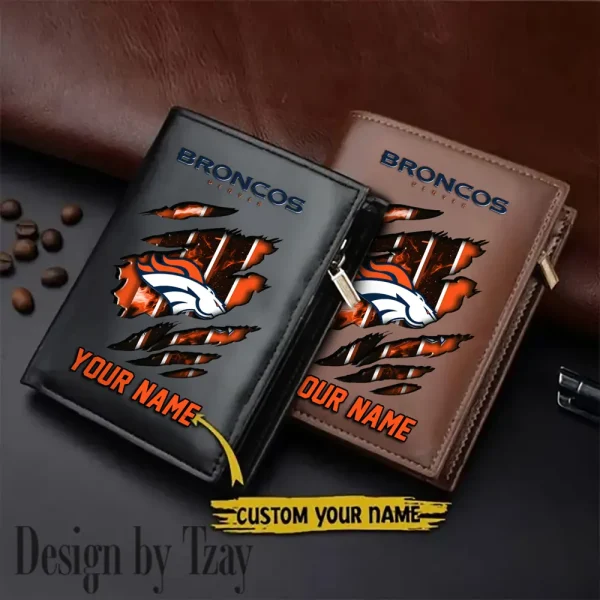 Denver Broncos Leather Wallets Vertical Style SPTLVW751