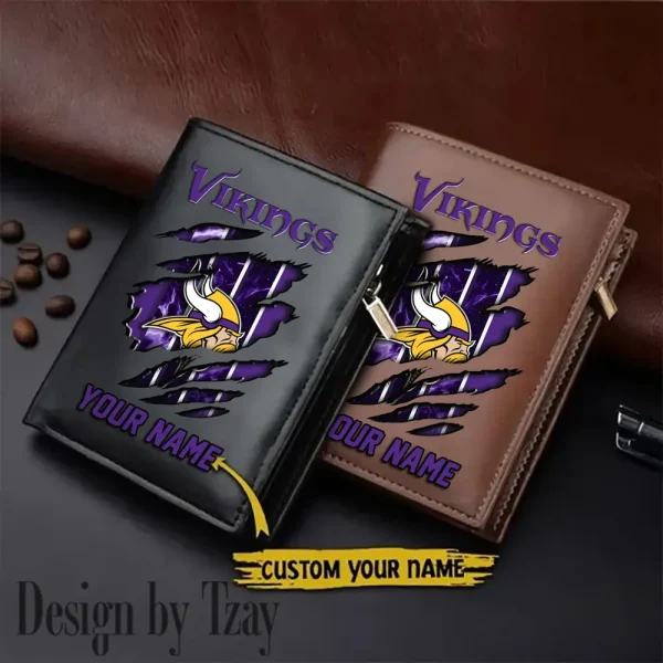Minnesota Vikings Leather Wallets Vertical Style SPTLVW761