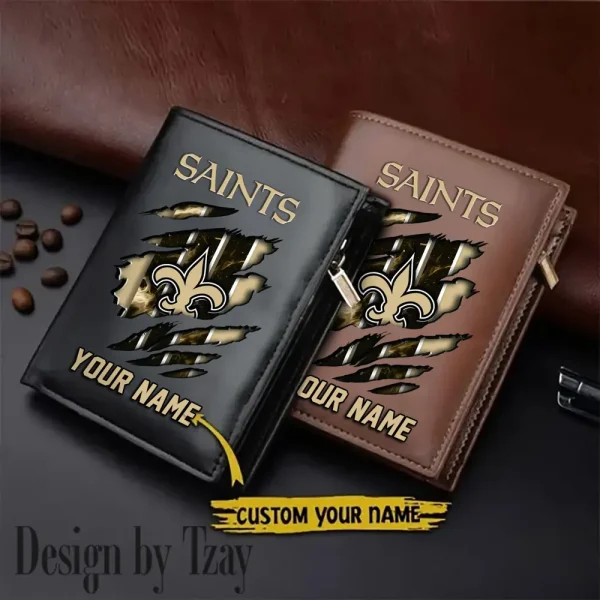 New Orleans Saints Leather Wallets Vertical Style SPTLVW762