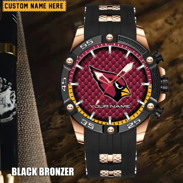 Arizona Cardinals Mens Silicone Waterproof Date Fashion WristWatch ANZSSFWW066