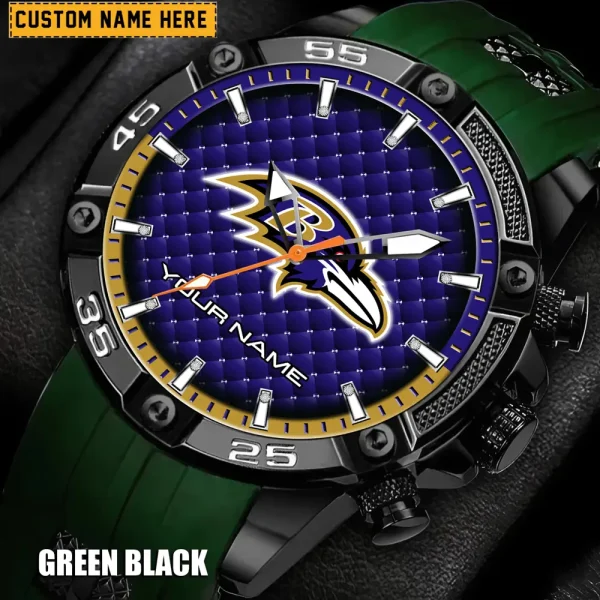 Baltimore Ravens Mens Silicone Waterproof Date Fashion WristWatch ANZSSFWW068 - Image 5
