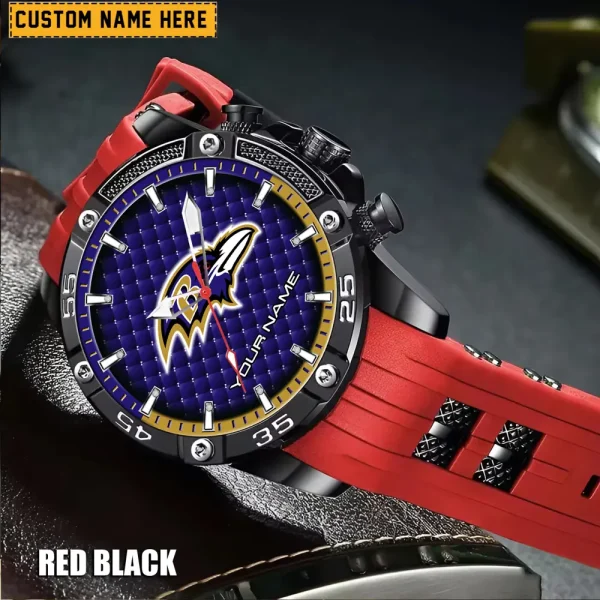 Baltimore Ravens Mens Silicone Waterproof Date Fashion WristWatch ANZSSFWW068 - Image 6