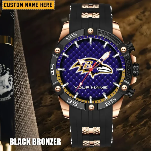 Baltimore Ravens Mens Silicone Waterproof Date Fashion WristWatch ANZSSFWW068
