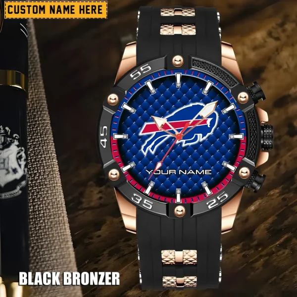 Buffalo Bills Mens Silicone Waterproof Date Fashion WristWatch ANZSSFWW069