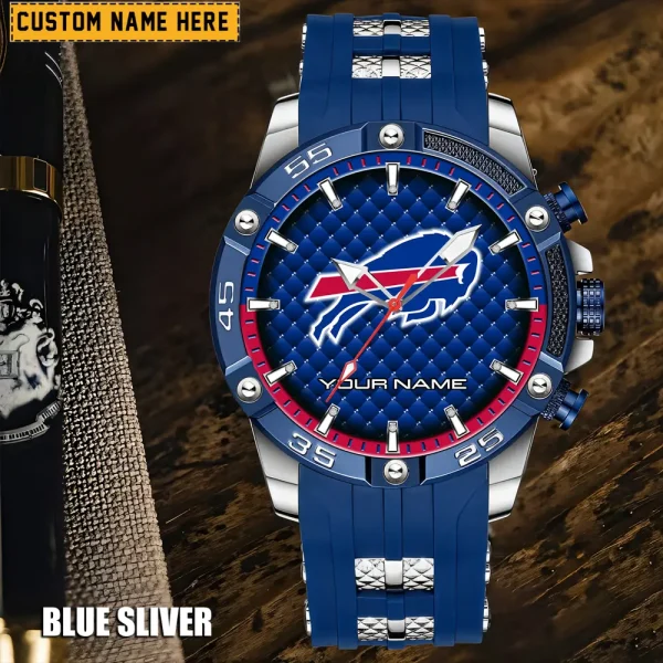 Buffalo Bills Mens Silicone Waterproof Date Fashion WristWatch ANZSSFWW069 - Image 5