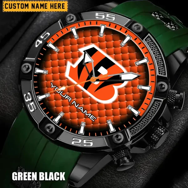 Cincinnati Bengals Mens Silicone Waterproof Date Fashion WristWatch ANZSSFWW072 - Image 4
