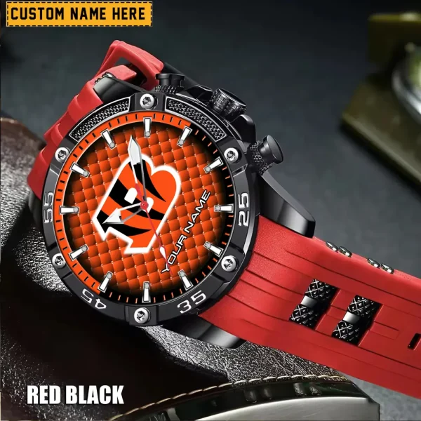 Cincinnati Bengals Mens Silicone Waterproof Date Fashion WristWatch ANZSSFWW072 - Image 5