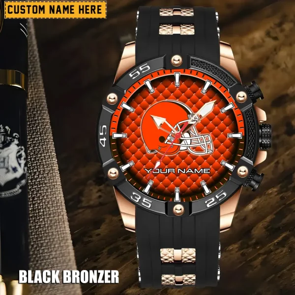 Cleveland Browns Mens Silicone Waterproof Date Fashion WristWatch ANZSSFWW073