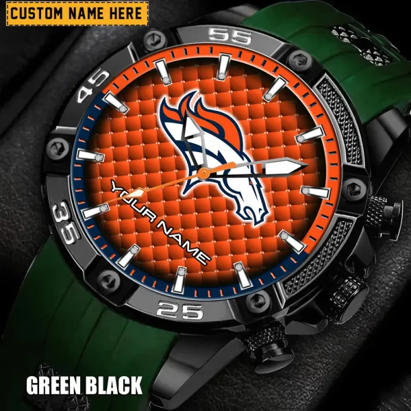 Denver Broncos Mens Silicone Waterproof Date Fashion WristWatch ANZSSFWW075 - Image 5