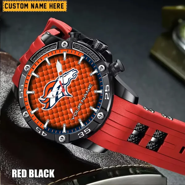 Denver Broncos Mens Silicone Waterproof Date Fashion WristWatch ANZSSFWW075 - Image 6