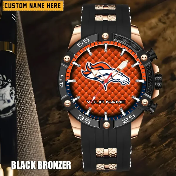 Denver Broncos Mens Silicone Waterproof Date Fashion WristWatch ANZSSFWW075