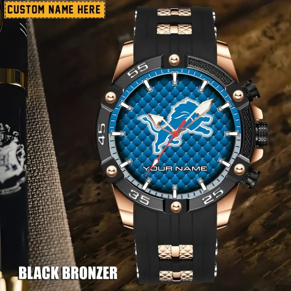 Detroit Lions Mens Silicone Waterproof Date Fashion WristWatch ANZSSFWW076