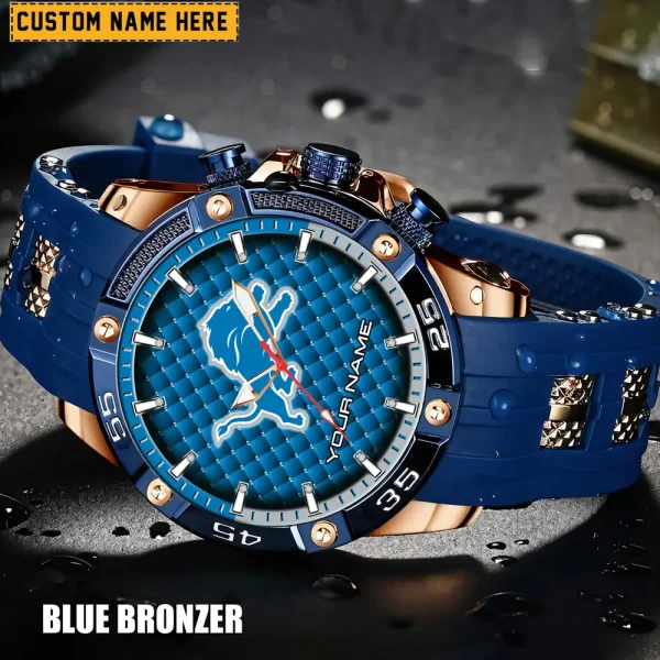 Detroit Lions Mens Silicone Waterproof Date Fashion WristWatch ANZSSFWW076 - Image 4