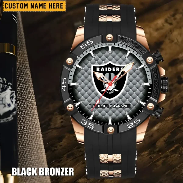 Las Vegas Raiders Mens Silicone Waterproof Date Fashion WristWatch ANZSSFWW082