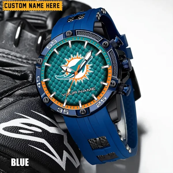 Miami Dolphins Mens Silicone Waterproof Date Fashion WristWatch ANZSSFWW085 - Image 2