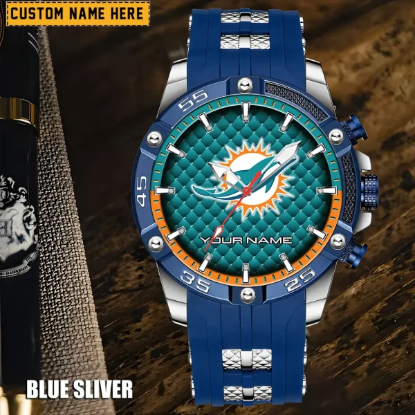 Miami Dolphins Mens Silicone Waterproof Date Fashion WristWatch ANZSSFWW085 - Image 3