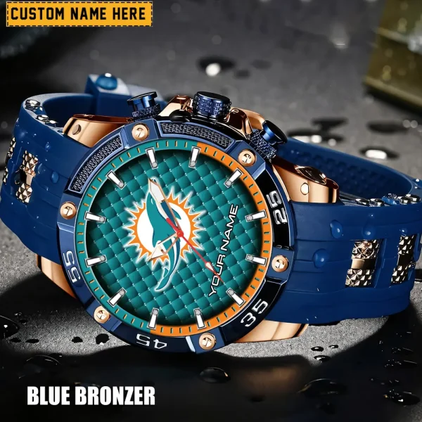 Miami Dolphins Mens Silicone Waterproof Date Fashion WristWatch ANZSSFWW085 - Image 4