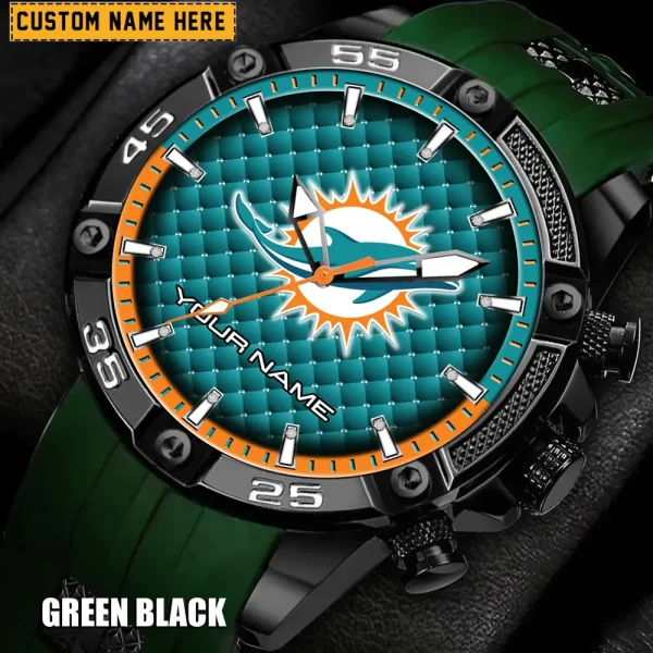 Miami Dolphins Mens Silicone Waterproof Date Fashion WristWatch ANZSSFWW085 - Image 5