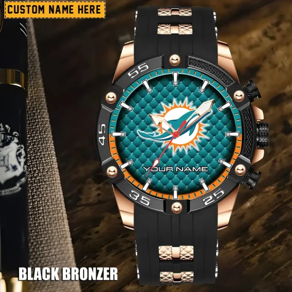 Miami Dolphins Mens Silicone Waterproof Date Fashion WristWatch ANZSSFWW085
