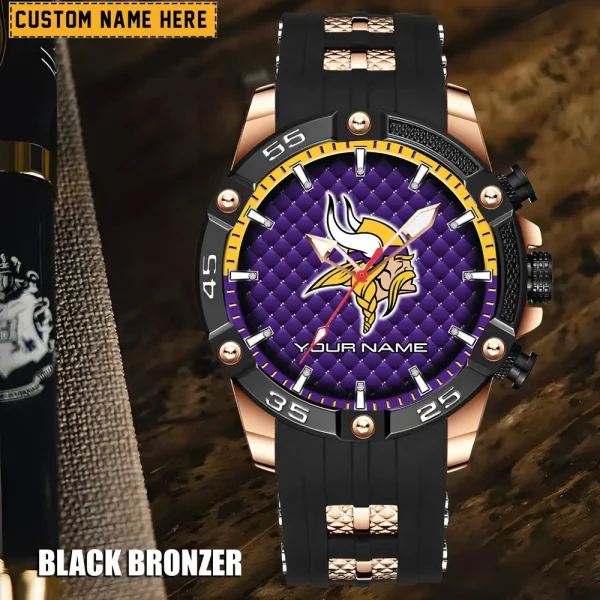 Minnesota Vikings Mens Silicone Waterproof Date Fashion WristWatch ANZSSFWW086