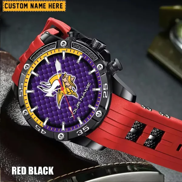 Minnesota Vikings Mens Silicone Waterproof Date Fashion WristWatch ANZSSFWW086 - Image 2
