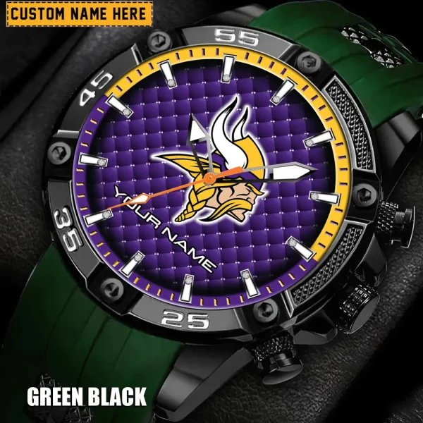 Minnesota Vikings Mens Silicone Waterproof Date Fashion WristWatch ANZSSFWW086 - Image 3