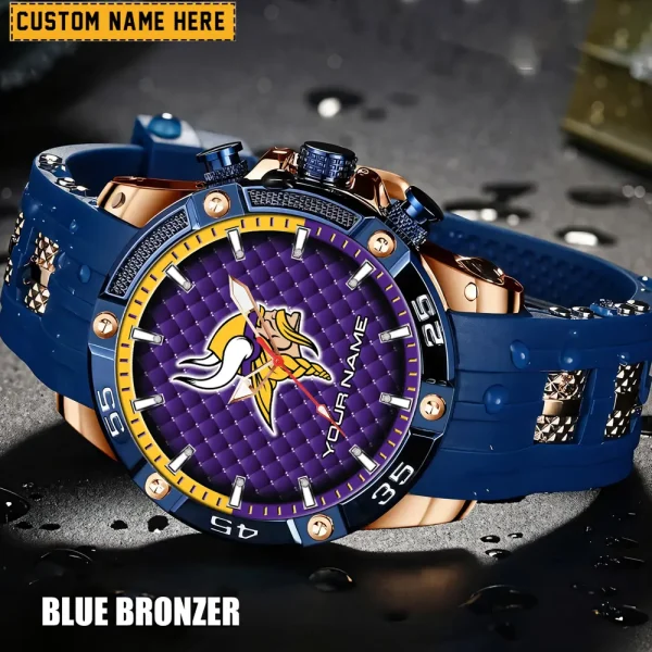Minnesota Vikings Mens Silicone Waterproof Date Fashion WristWatch ANZSSFWW086 - Image 4