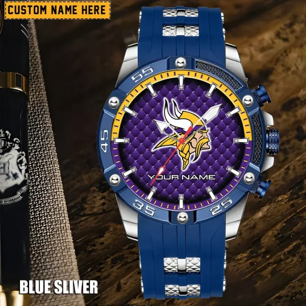 Minnesota Vikings Mens Silicone Waterproof Date Fashion WristWatch ANZSSFWW086 - Image 5