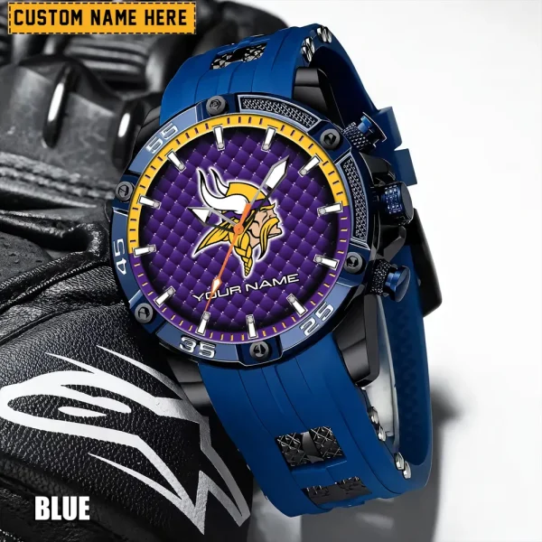 Minnesota Vikings Mens Silicone Waterproof Date Fashion WristWatch ANZSSFWW086 - Image 6