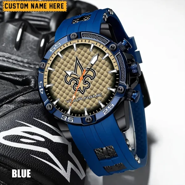 New Orleans Saints Mens Silicone Waterproof Date Fashion WristWatch ANZSSFWW088 - Image 2