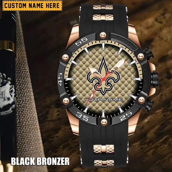 New Orleans Saints Mens Silicone Waterproof Date Fashion WristWatch ANZSSFWW088