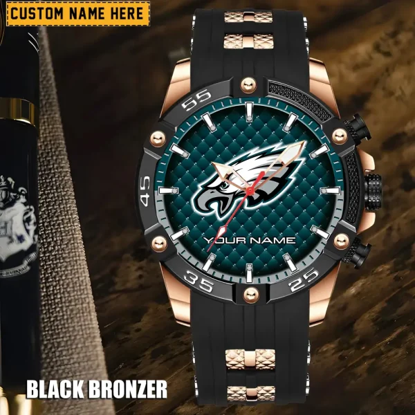 Philadelphia Eagles Mens Silicone Waterproof Date Fashion WristWatch ANZSSFWW091