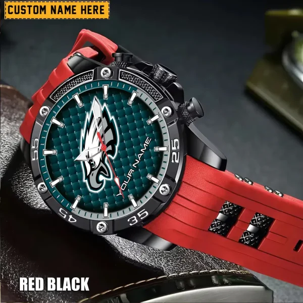 Philadelphia Eagles Mens Silicone Waterproof Date Fashion WristWatch ANZSSFWW091 - Image 2
