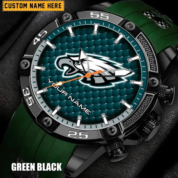Philadelphia Eagles Mens Silicone Waterproof Date Fashion WristWatch ANZSSFWW091 - Image 3