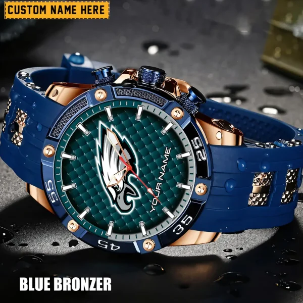 Philadelphia Eagles Mens Silicone Waterproof Date Fashion WristWatch ANZSSFWW091 - Image 4