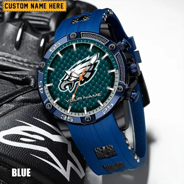 Philadelphia Eagles Mens Silicone Waterproof Date Fashion WristWatch ANZSSFWW091 - Image 6