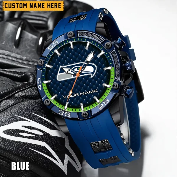 Seattle Seahawks Mens Silicone Waterproof Date Fashion WristWatch ANZSSFWW094 - Image 2