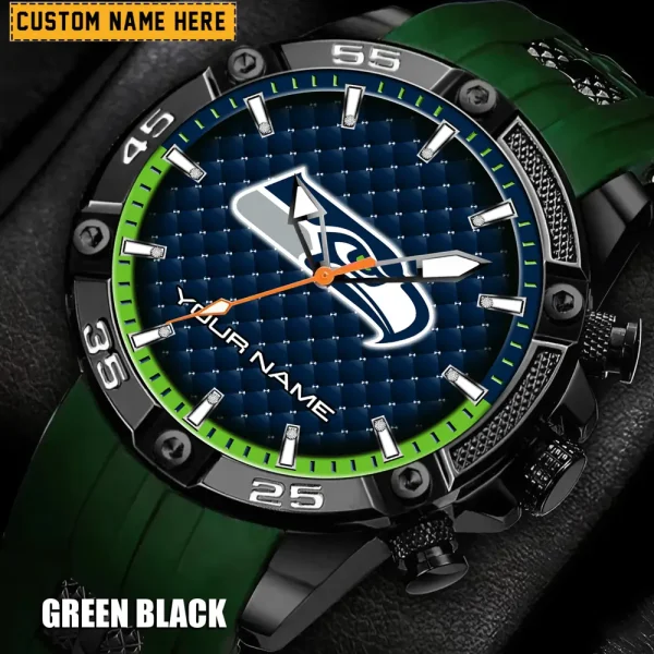 Seattle Seahawks Mens Silicone Waterproof Date Fashion WristWatch ANZSSFWW094 - Image 5