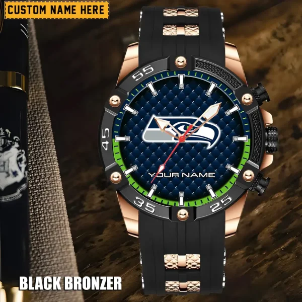 Seattle Seahawks Mens Silicone Waterproof Date Fashion WristWatch ANZSSFWW094
