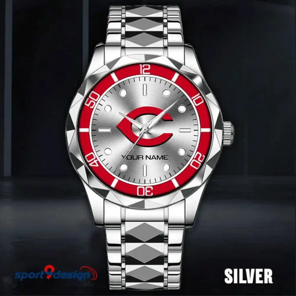 Cincinnati Reds MLB Men Watch Classic Business Calendar Week Stainless Steel Waterproof MTTDMW329