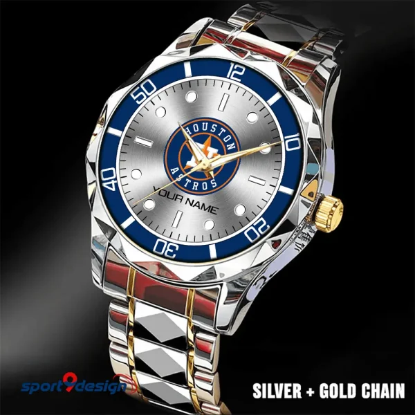 Houston Astros MLB Men Watch Classic Business Calendar Week Stainless Steel Waterproof MTTDMW333 - Image 5