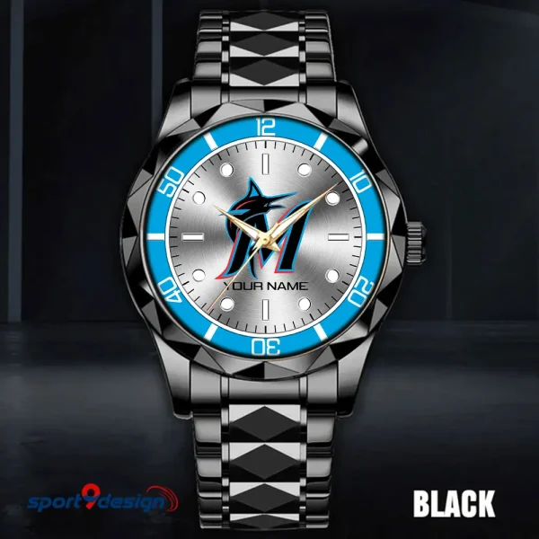 Miami Marlins MLB Men Watch Classic Business Calendar Week Stainless Steel Waterproof MTTDMW337 - Image 3
